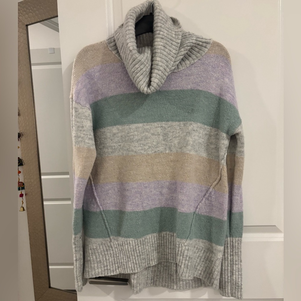 GAP Women's Cowl Neck Sweater in Pastel Stripes